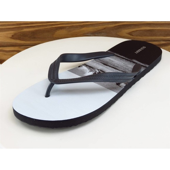 Old Navy Sz 12-13 Flip Flop Sandals‎ Black Synthetic Men Slip On - Picture 1 of 10